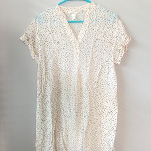 H&M Cream Black Polka Dot Short Sleeve Mini Dress